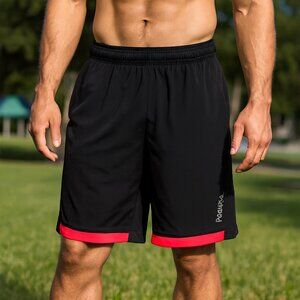 Reebok Play Dry Men L Athletic Shorts Running Basketball Black Polyester Resort